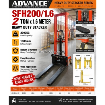 sfh200/1.6 2 ton x1.6 meter Heavy duty stacker